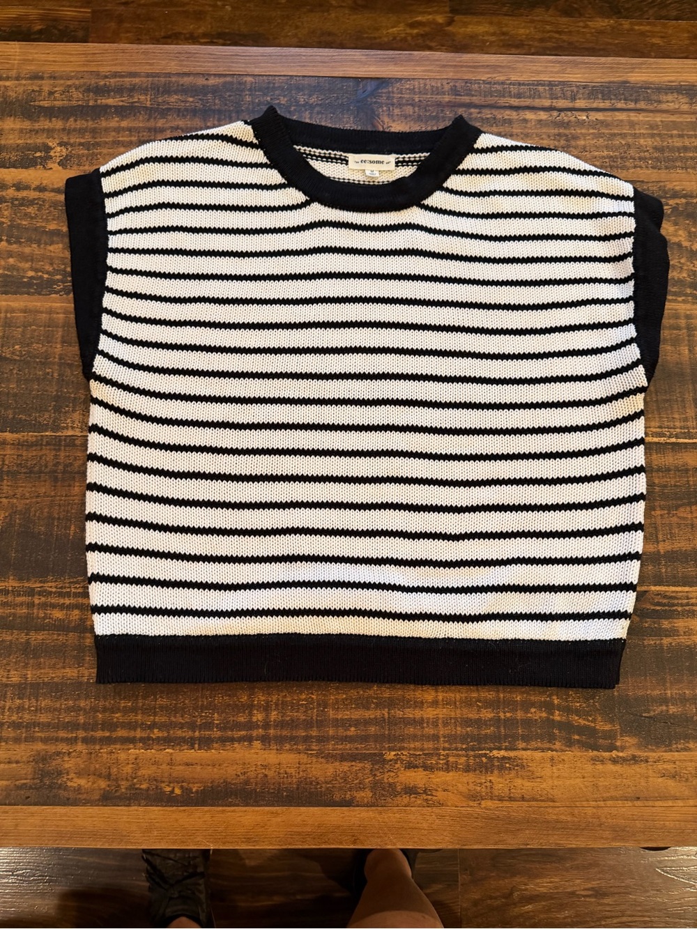 eesome Black & White Striped Knit Tank